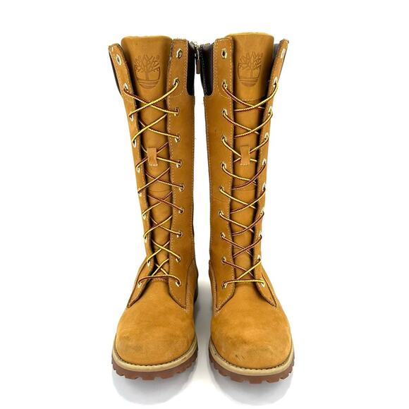 Timberland Asphalt Trail Girls Yellow Lace-Up Tall Boot Sz 5 Leather Waterproof - Picture 11 of 13